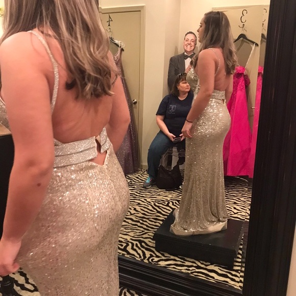 Jovani Silver&Gold Prom Dress - Picture 2 of 4